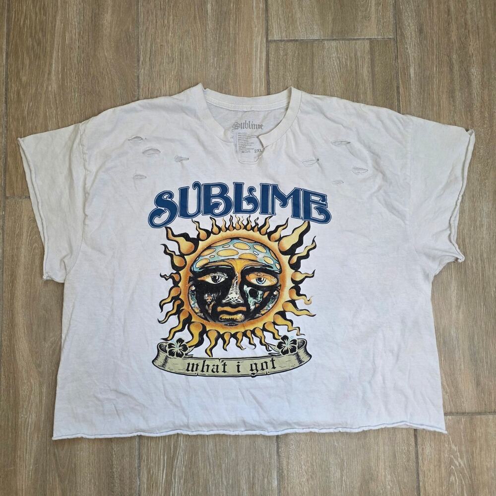 Sublime Sun Band T Shirt Mens 2XL White Graphic Distressed Y2K Grunge Oversized